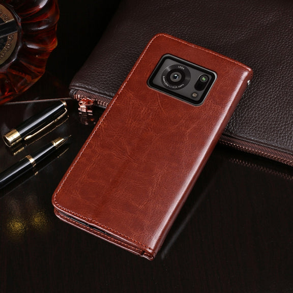 For Sharp Aquos R6 idewei Crazy Horse Texture Horizontal Flip Leather Case with Holder & Card Slots & Wallet(White)