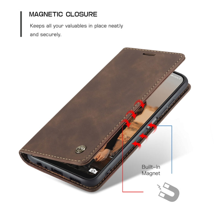 For Samsung Galaxy A22 5G CaseMe 013 Multifunctional Horizontal Flip Leather Case with Card Slot & Holder & Wallet(Coffee)