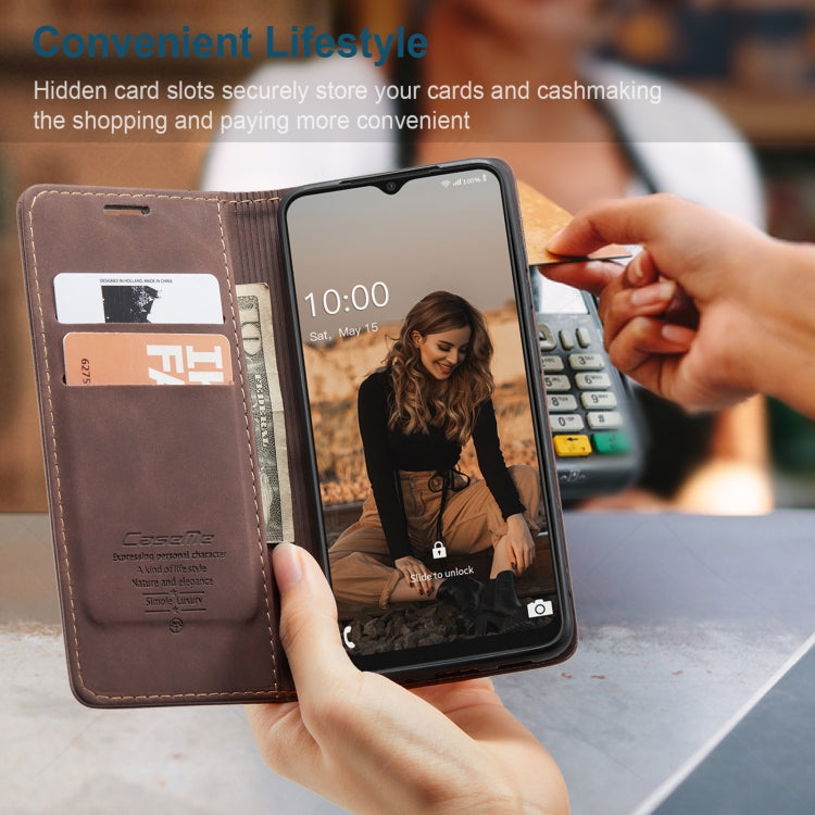 For Samsung Galaxy A22 5G CaseMe 013 Multifunctional Horizontal Flip Leather Case with Card Slot & Holder & Wallet(Coffee)