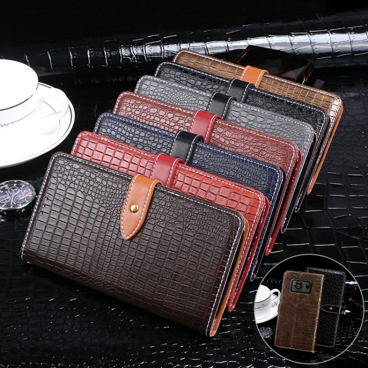 For Sharp Aquos R6 idewei Crocodile Texture Horizontal Flip Leather Case with Holder & Card Slots & Wallet(Dark Blue)