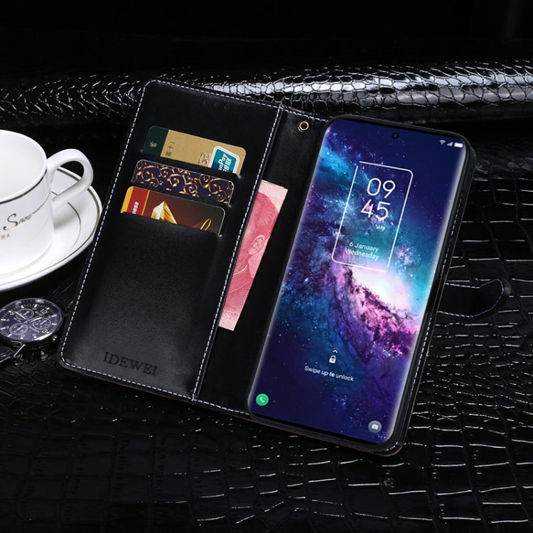 For TCL 20 Pro 5G idewei Crocodile Texture Horizontal Flip Leather Case with Holder & Card Slots & Wallet(Black)