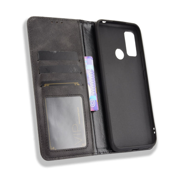 For Ulefone Note 10 Magnetic Buckle Retro Crazy Horse Texture Horizontal Flip Leather Case with Holder & Card Slots & Photo Frame(Black)