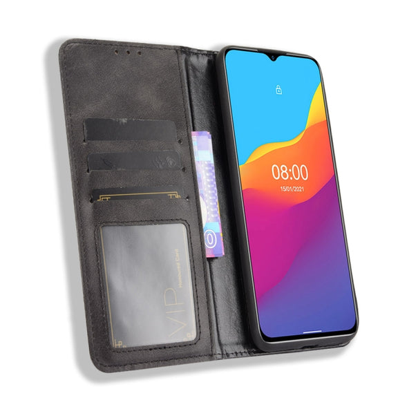For Ulefone Note 10 Magnetic Buckle Retro Crazy Horse Texture Horizontal Flip Leather Case with Holder & Card Slots & Photo Frame(Black)