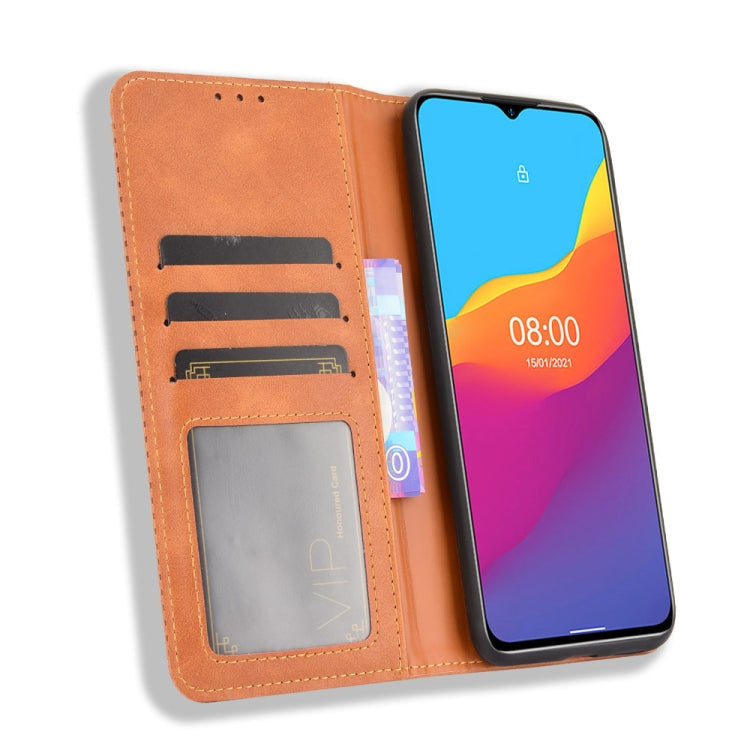 For Ulefone Note 10 Magnetic Buckle Retro Crazy Horse Texture Horizontal Flip Leather Case with Holder & Card Slots & Photo Frame(Brown)