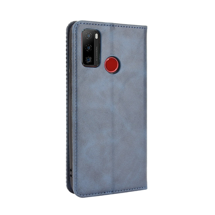 For Ulefone Note 10 Magnetic Buckle Retro Crazy Horse Texture Horizontal Flip Leather Case with Holder & Card Slots & Photo Frame(Blue)