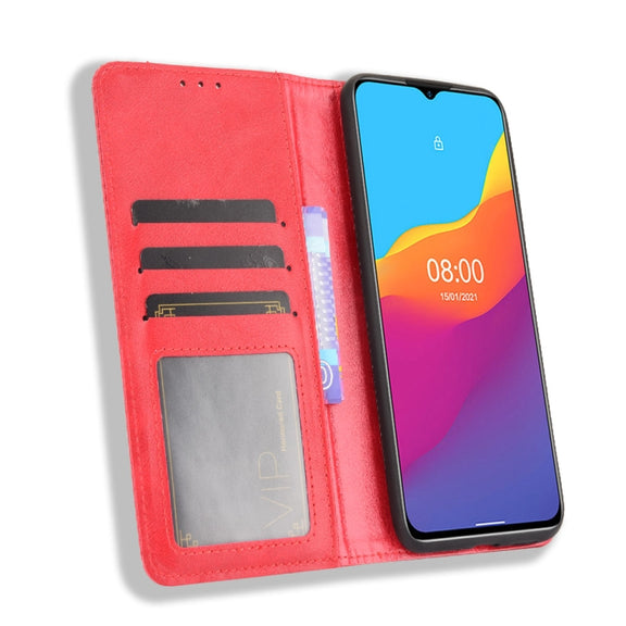 For Ulefone Note 10 Magnetic Buckle Retro Crazy Horse Texture Horizontal Flip Leather Case with Holder & Card Slots & Photo Frame(Red)