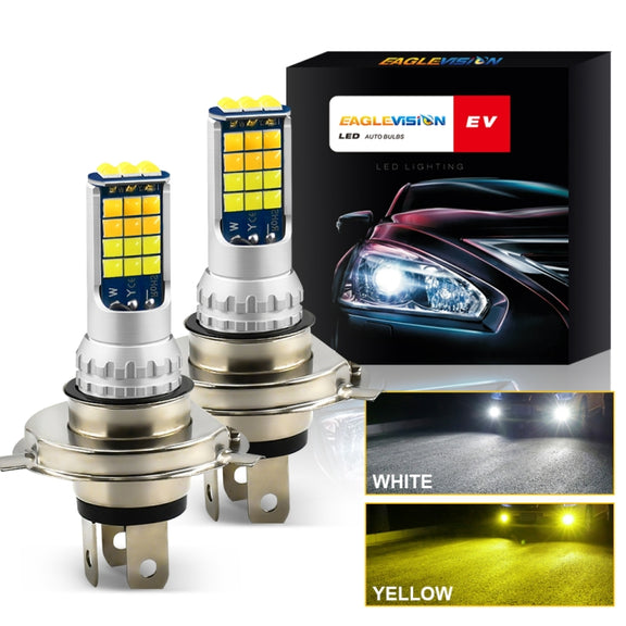 2 PCS V6 H4 DC9-36V 30W 3000LM IP65 Car LED Double Color Fog Light with 30LEDs SMD-2525 Lamp