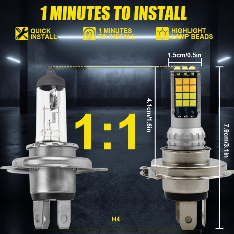 2 PCS V6 H4 DC9-36V 30W 3000LM IP65 Car LED Double Color Fog Light with 30LEDs SMD-2525 Lamp