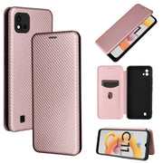For OPPO Realme C11 2021 Carbon Fiber Texture Horizontal Flip TPU + PC + PU Leather Case with Card Slot(Pink)
