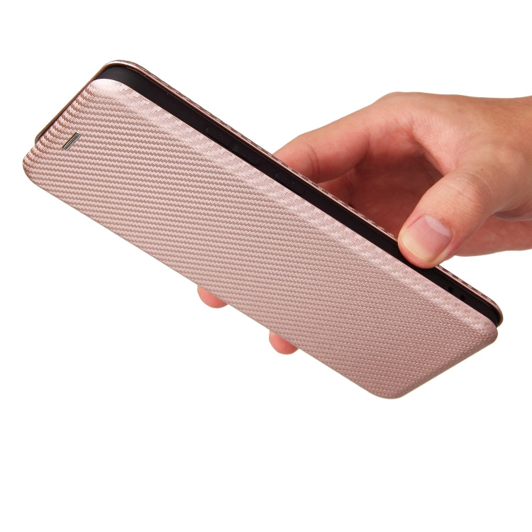For OPPO Realme C11 2021 Carbon Fiber Texture Horizontal Flip TPU + PC + PU Leather Case with Card Slot(Pink)