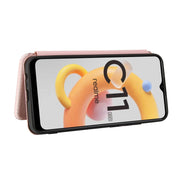For OPPO Realme C11 2021 Carbon Fiber Texture Horizontal Flip TPU + PC + PU Leather Case with Card Slot(Pink)