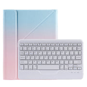 B07 Splittable Bluetooth Keyboard Leather Tablet Case with Triangle Holder & Pen Slot For iPad 9.7 2018 & 2017 / Pro 9.7 / Air 2(Gradient Blue Pink)