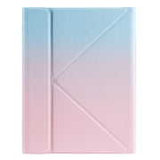 B07 Splittable Bluetooth Keyboard Leather Tablet Case with Triangle Holder & Pen Slot For iPad 9.7 2018 & 2017 / Pro 9.7 / Air 2(Gradient Blue Pink)