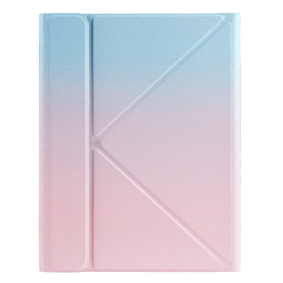 B07 Splittable Bluetooth Keyboard Leather Tablet Case with Triangle Holder & Pen Slot For iPad 9.7 2018 & 2017 / Pro 9.7 / Air 2(Gradient Blue Pink)