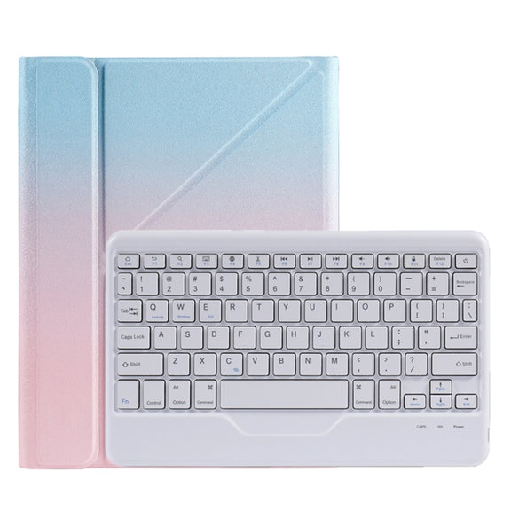 B07 Splittable Bluetooth Keyboard Leather Tablet Case with Triangle Holder & Pen Slot For iPad 9.7 2018 & 2017 / Pro 9.7 / Air 2(Gradient Blue Pink)