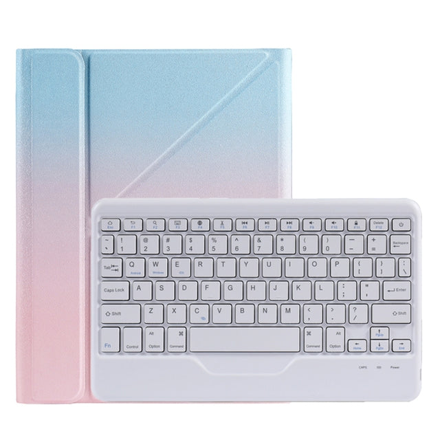B07 Splittable Bluetooth Keyboard Leather Tablet Case with Triangle Holder & Pen Slot For iPad 9.7 2018 & 2017 / Pro 9.7 / Air 2(Gradient Blue Pink)