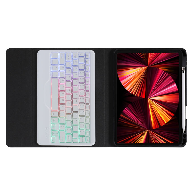 B07S Splittable Backlight Bluetooth Keyboard Leather Tablet Case with Triangle Holder & Pen Slot For iPad 9.7 2018 & 2017 / Pro 9.7 / Air 2(Gradient Rainbow)