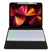B07S Splittable Backlight Bluetooth Keyboard Leather Tablet Case with Triangle Holder & Pen Slot For iPad 9.7 2018 & 2017 / Pro 9.7 / Air 2(Gradient Rainbow)