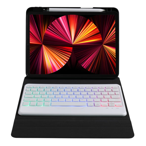 B07S Splittable Backlight Bluetooth Keyboard Leather Tablet Case with Triangle Holder & Pen Slot For iPad 9.7 2018 & 2017 / Pro 9.7 / Air 2(Gradient Rainbow)