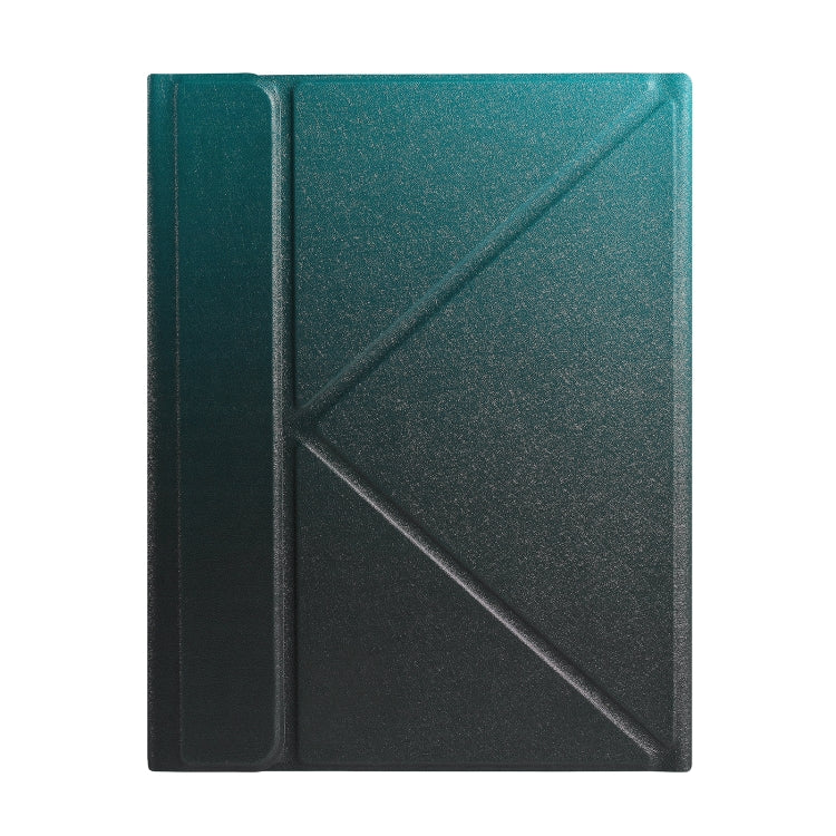 B07S Splittable Backlight Bluetooth Keyboard Leather Tablet Case with Triangle Holder & Pen Slot For iPad 9.7 2018 & 2017 / Pro 9.7 / Air 2(Gradient Dark Green)