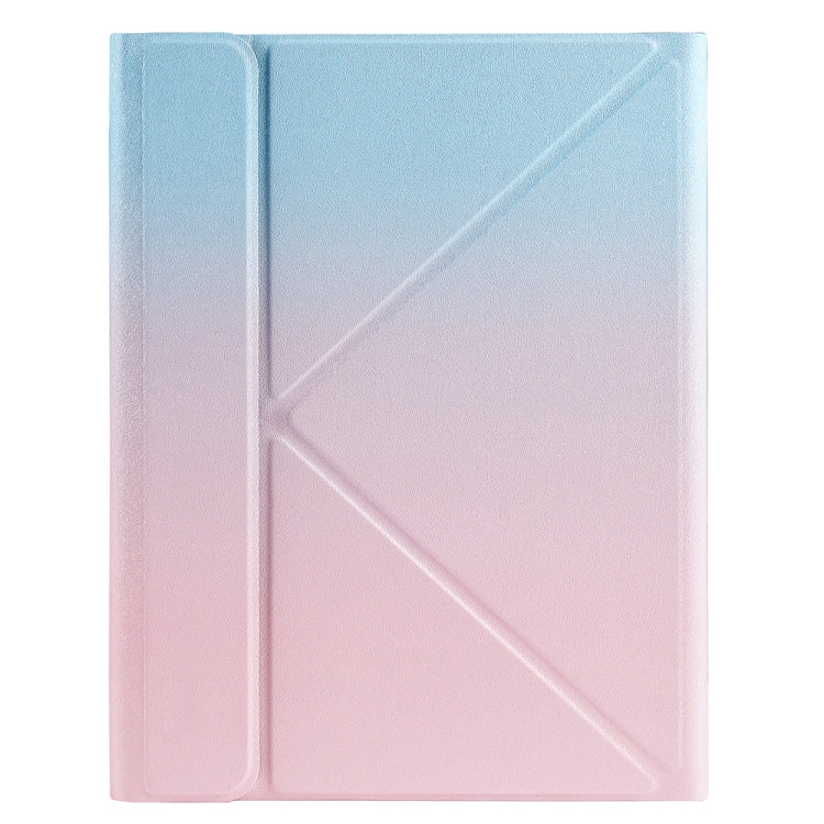 B07S Splittable Backlight Bluetooth Keyboard Leather Tablet Case with Triangle Holder & Pen Slot For iPad 9.7 2018 & 2017 / Pro 9.7 / Air 2(Gradient Blue Pink)