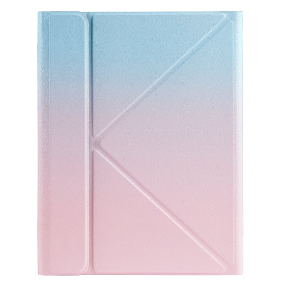 B07S Splittable Backlight Bluetooth Keyboard Leather Tablet Case with Triangle Holder & Pen Slot For iPad 9.7 2018 & 2017 / Pro 9.7 / Air 2(Gradient Blue Pink)