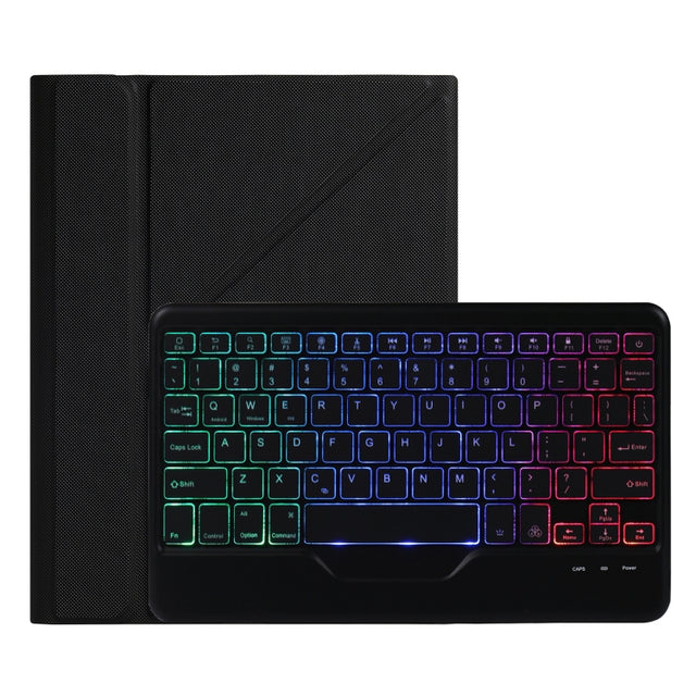 B011S Splittable Backlight Bluetooth Keyboard Leather Tablet Case with Triangle Holder & Pen Slot For iPad Air 5 2022 / Pro 11 inch 2021 & 2020 & 2018 / Air 4 10.9 inch(Black Diamond Pattern)