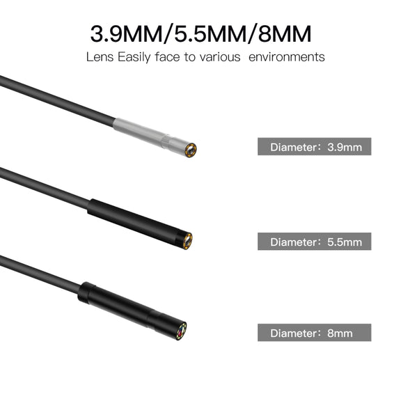 P60B 8mm 1080P 2.4 inch IPS Screen IP68 Water-resistant HD Digital Endoscope, Length:2m Hard Cable