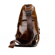Men Leather Chest Bag Retro Shoulder Bag(Coffee)