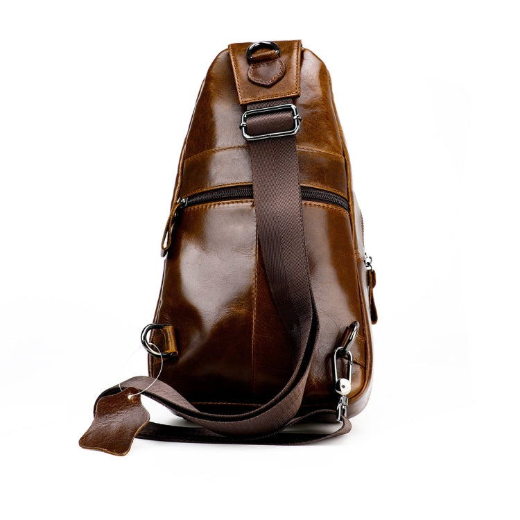 Men Leather Chest Bag Retro Shoulder Bag(Coffee)