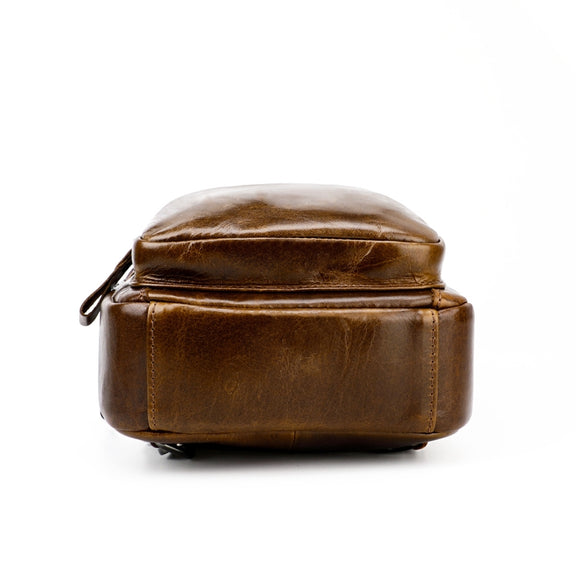 Men Leather Chest Bag Retro Shoulder Bag(Coffee)