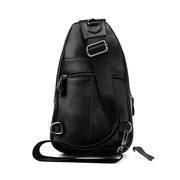 Men Leather Chest Bag Retro Shoulder Bag(Black)