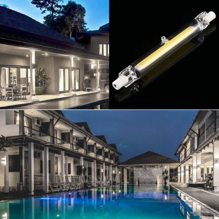 R7S 7W 500LM 118mm COB LED Bulb Glass Tube Replacement Halogen Lamp Spot Light, White Light