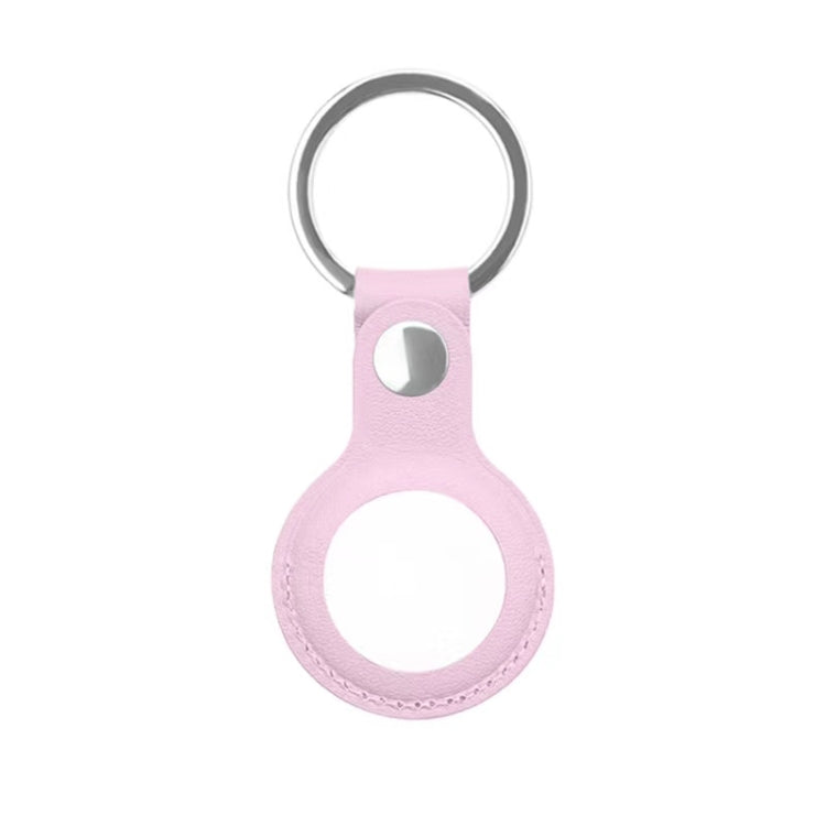 Mutural PU Leather Protective Case with Key Ring for AirTag(Pink)