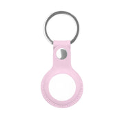 Mutural PU Leather Protective Case with Key Ring for AirTag(Pink)