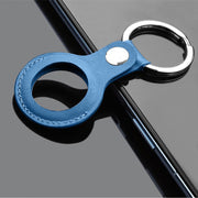 Mutural PU Leather Protective Case with Key Ring for AirTag(Dark Blue)
