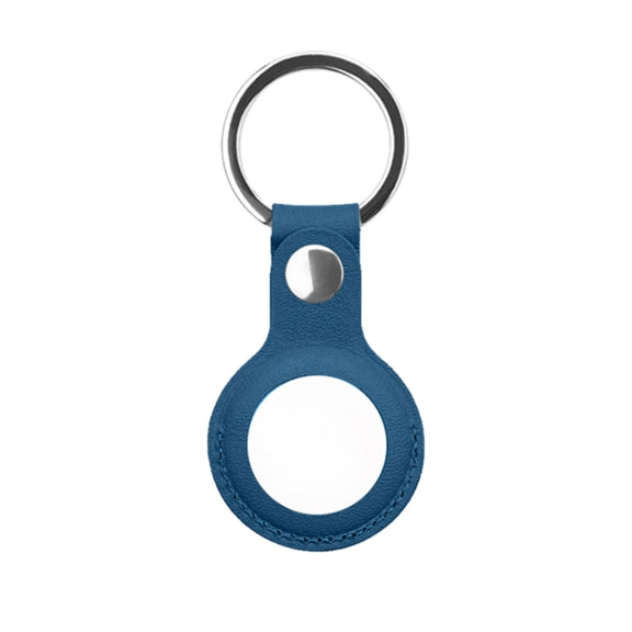 Mutural PU Leather Protective Case with Key Ring for AirTag(Dark Blue)