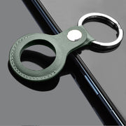 Mutural PU Leather Protective Case with Key Ring for AirTag(Dark Green)