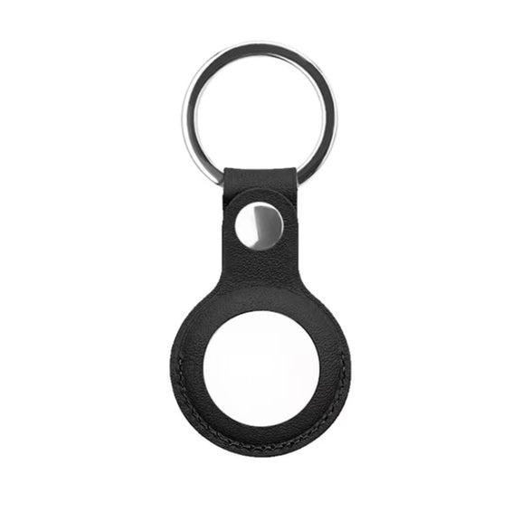 Mutural PU Leather Protective Case with Key Ring for AirTag(Black)