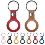Mutural PU Leather Protective Case with Key Ring for AirTag(Pink)