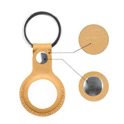 Mutural PU Leather Protective Case with Key Ring for AirTag(Pink)