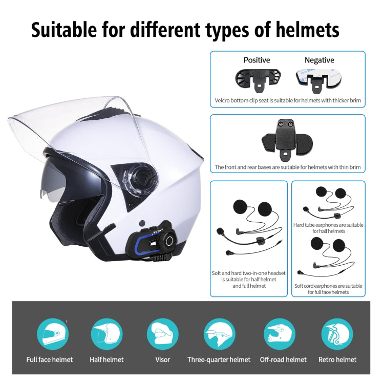 WUPP CS-1412B1 Bluetooth 5.1 S2 Motorcycle Helmet Full Duplex Bluetooth Intercom Headset Earphone(Orange)