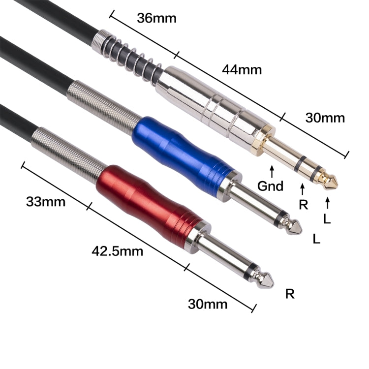 BLS0201-30 Stereo 6.35mm Male to Dual Mono 6.35mm Audio Cable, Length:3m