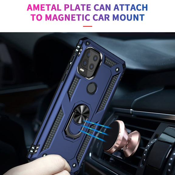 For Motorola Moto G Stylus 5G / 2021 Shockproof TPU + PC Protective Case with 360 Degree Rotating Holder(Blue)