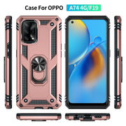 For OPPO A74 4G / F19 Shockproof TPU + PC Protective Case with 360 Degree Rotating Holder(Rose Gold)