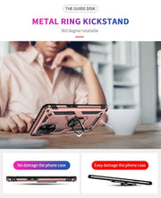 For OPPO A74 4G / F19 Shockproof TPU + PC Protective Case with 360 Degree Rotating Holder(Rose Gold)