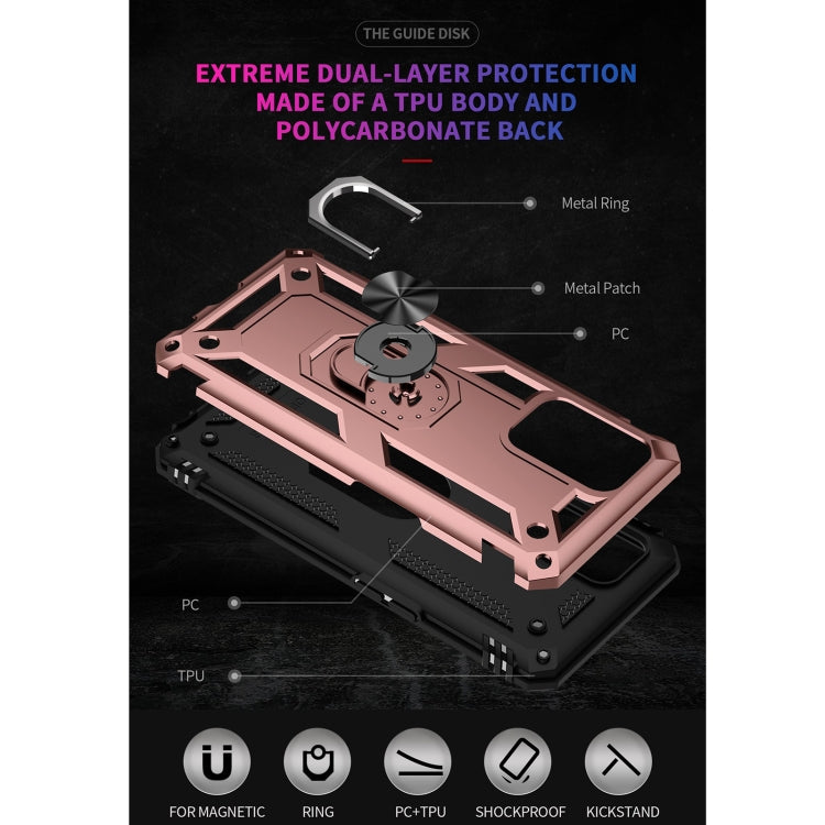 For OPPO A74 4G / F19 Shockproof TPU + PC Protective Case with 360 Degree Rotating Holder(Rose Gold)