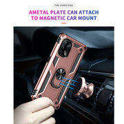 For OPPO A74 4G / F19 Shockproof TPU + PC Protective Case with 360 Degree Rotating Holder(Rose Gold)