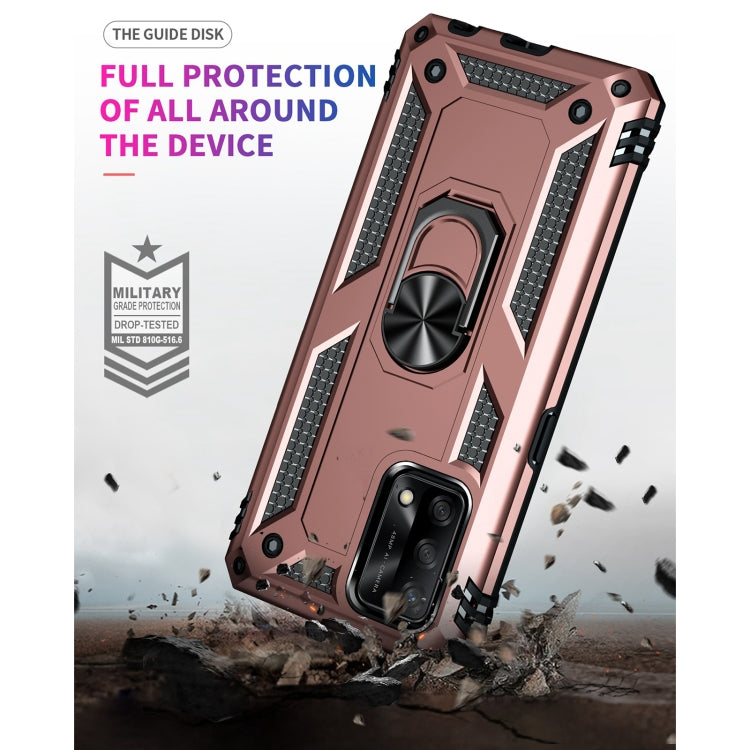 For OPPO A74 4G / F19 Shockproof TPU + PC Protective Case with 360 Degree Rotating Holder(Rose Gold)