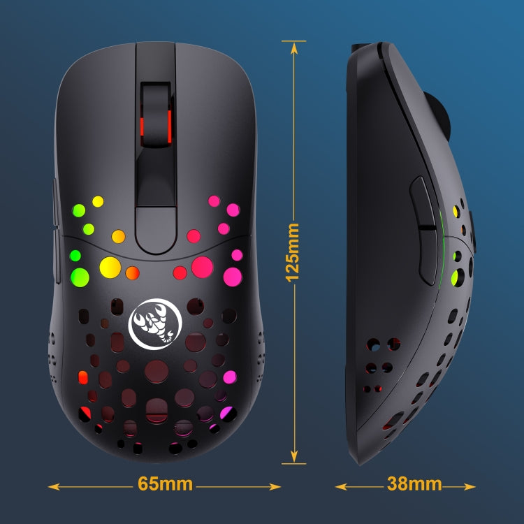 HXSJ T100 10000 DPI RGB Macro Definition Wired Wireless Dual-mode Mouse(Black)